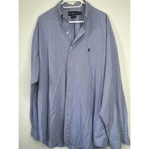 Polo‎ Ralph Lauren Mens Shirt XL Blue Checkered Button Long Sleeve R77